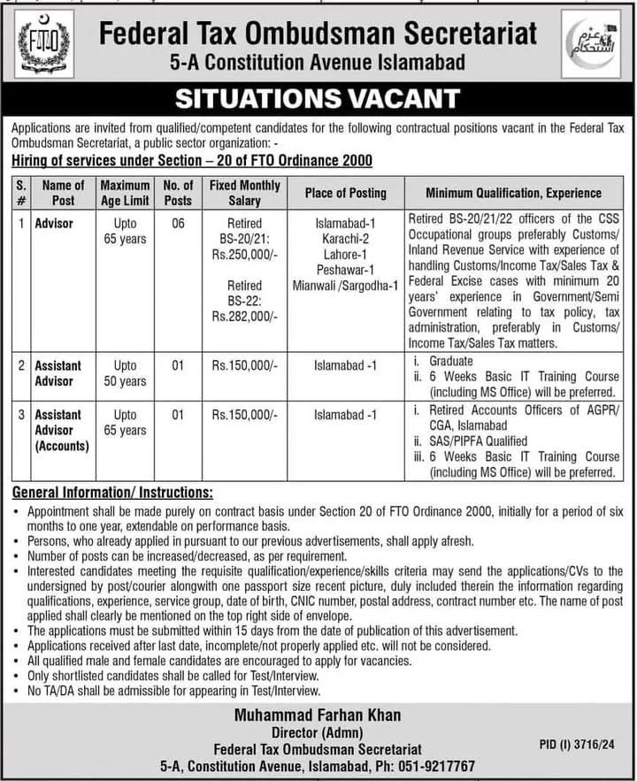 Federal Tax Ombudsman Secretariat Jobs